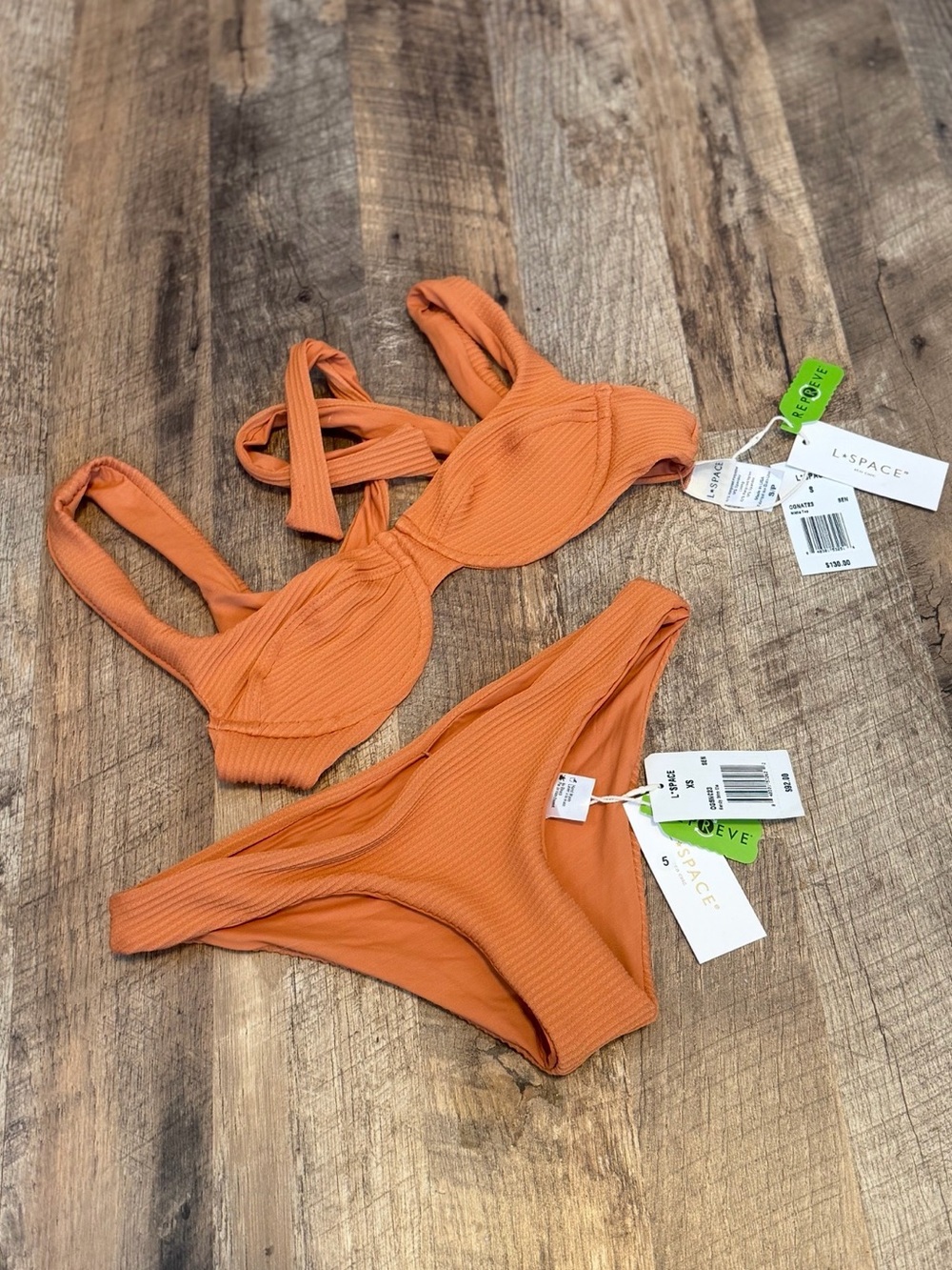 l*space Ribbed Pumpkin Orange Bikini Set